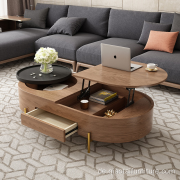 Der Nordic Modern Lift Top Couchtisch aus Holz